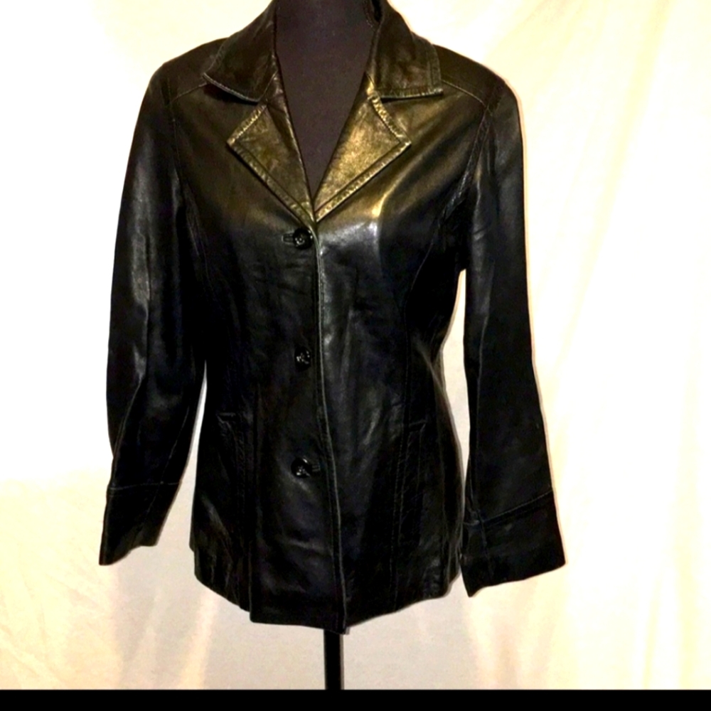 Black soft leather Jacket/Coat